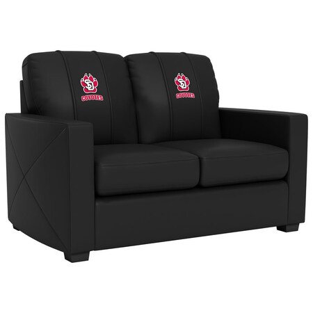 Dreamseat Silver Loveseat with South Dakota Coyote Paw Logo XZ7759003LSCDBK-PSCOL13097